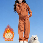 德绒加绒加厚休闲运动套装女2025冬季新款洋气时尚显瘦连帽两件套
