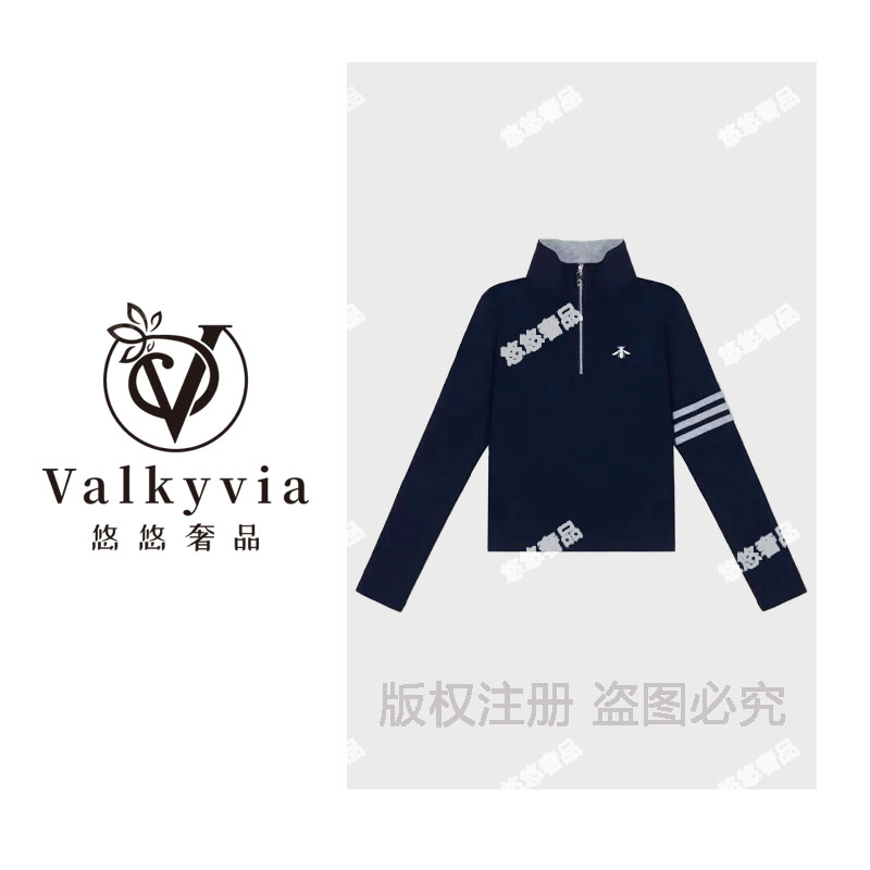 【Valkyvia/悠悠奢品】保暖显瘦打底衫上衣女刺绣拼接设计感立领