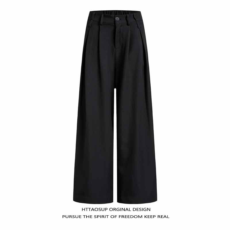 HTTAOSUP黑色垂感西装裤秋冬新款设计感高腰宽松显瘦休闲阔腿裤子,男装,西裤,淘宝优惠券,粉丝福利购,淘宝优惠卷