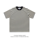 HTTAOSUP潮牌日系黑白条纹圆领短袖 宽松情侣百搭上衣 T恤男女夏季
