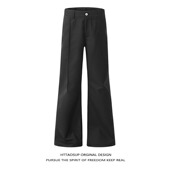 高级感垂感黑色直筒微喇男女马吉拉裤 HTTAOSUP美式 cleanfit西裤 子