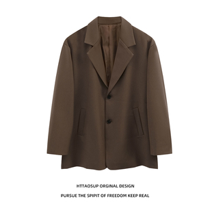 HTTAOSUP美拉德复古宽松西装外套男女高级感痞帅西服上衣潮慵懒风