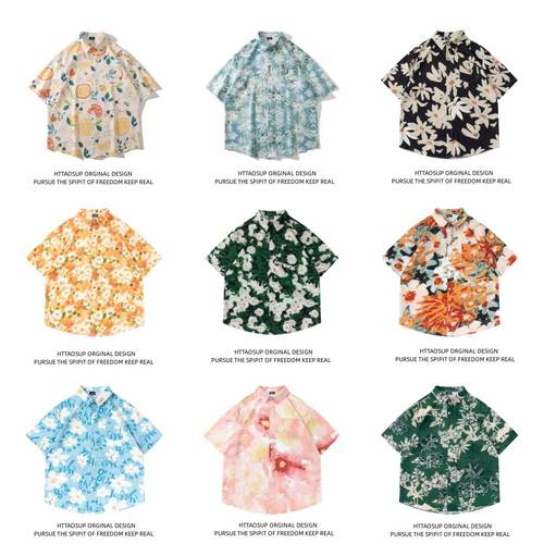 夏威夷花衬衫男短袖夏季沙滩衬衣