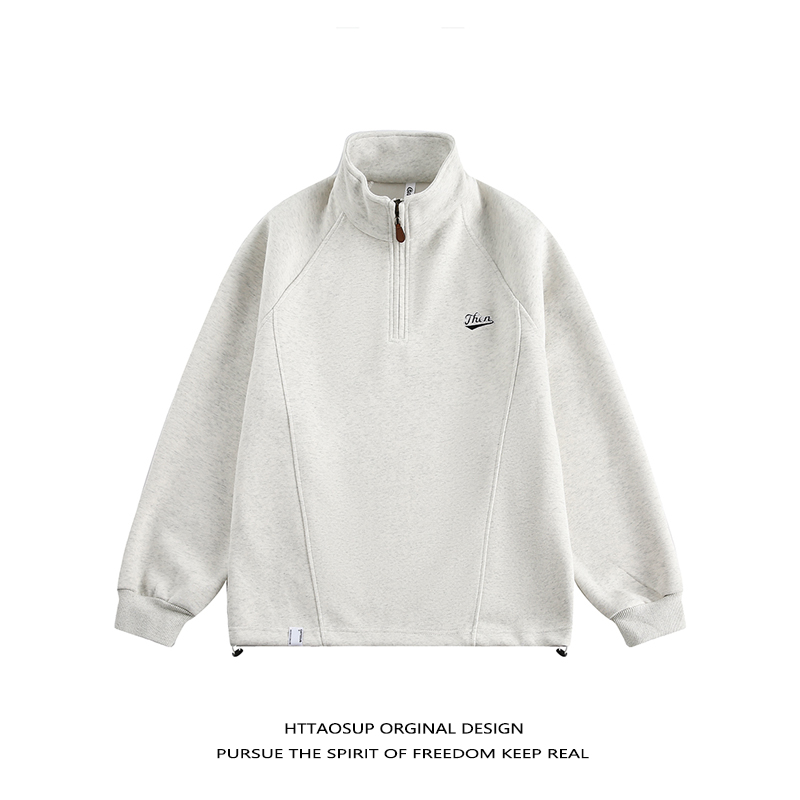 美式重磅半拉链立领卫衣男潮牌