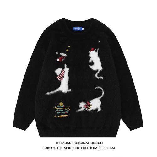 日系软糯氛围感圣诞节毛衣男女冬