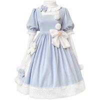 Original and official design lolita Winter Star Fairy sweet and cute light blue short-sleeved dress op thumbnail 8