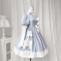 Original and official design lolita Winter Star Fairy sweet and cute light blue short-sleeved dress op thumbnail 5