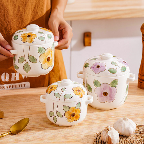 日式田园风隔水陶瓷炖盅