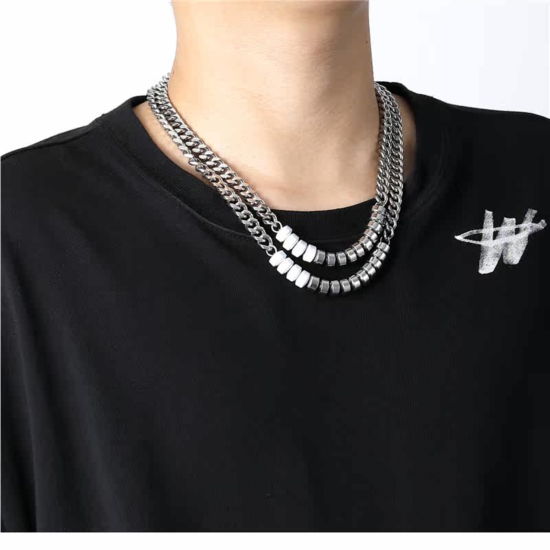 새로운 유행 브랜드 반지 접합 목걸이 힙합 유행 남성 인기 패션 주얼리 티타늄 스틸 하이 엔드 틈새 보석
