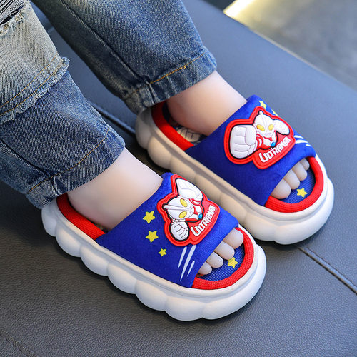 奥特曼春秋儿童亚麻拖鞋四季外穿