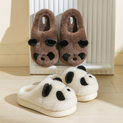 可爱熊猫棉拖鞋情侣冬季室内居家