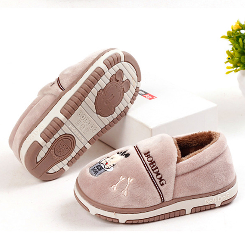 保暖室内家居女孩穿棉鞋毛毛鞋巴布豆男童棉拖鞋冬季儿童宝宝包跟