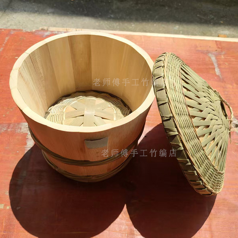 纯手工老式竹编竹根竹桶蒸子家用全竹子煮米饭木桶蒸饭竹子蒸饭桶