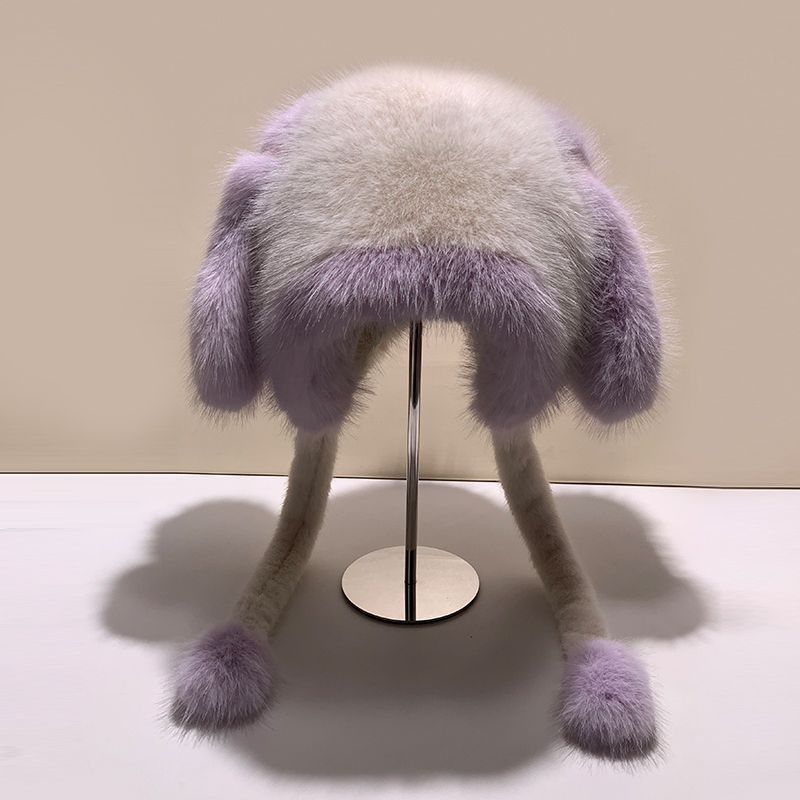 新款秋冬时尚仿皮草狐狸毛帽