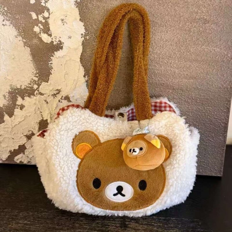小熊爆款秋冬羊羔刺绣拎包单肩通勤高颜值毛绒绒日系卡通手提包,箱包皮具/热销女包/男包,单肩包,淘宝优惠券,粉丝福利购,淘宝优惠卷