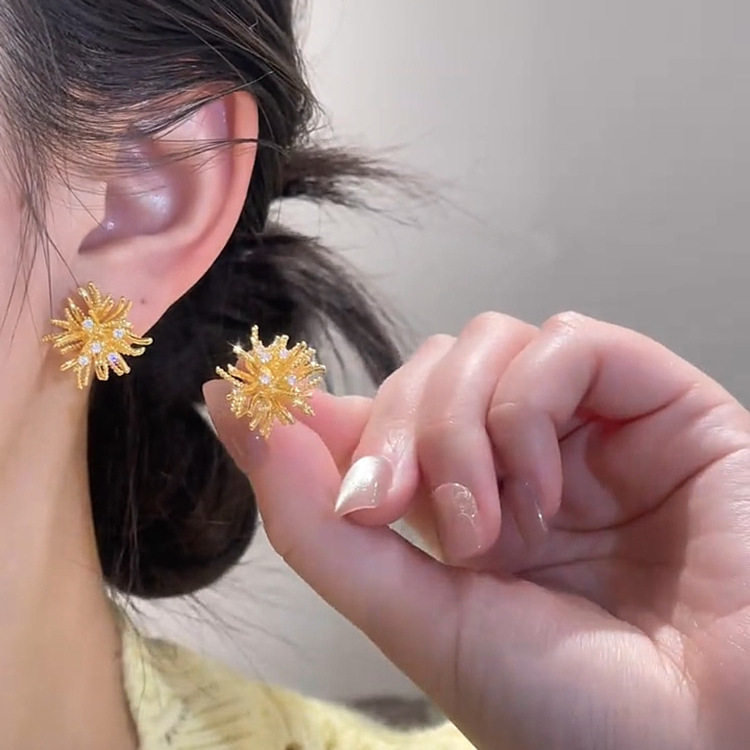 s925银针闪钻烟花耳钉
