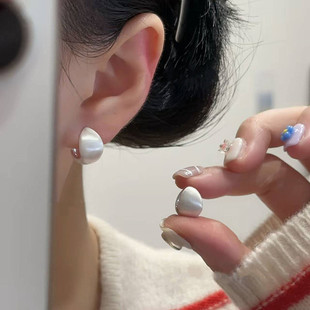 s925银针耳饰法式 气质百搭耳环女 复古拉丝水滴耳扣轻奢高级感时尚