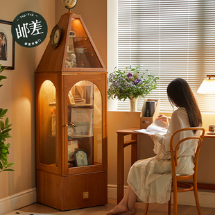 邮差来敲门复古展示柜樱桃木实木旋转书架手办转角柜书柜置物收纳