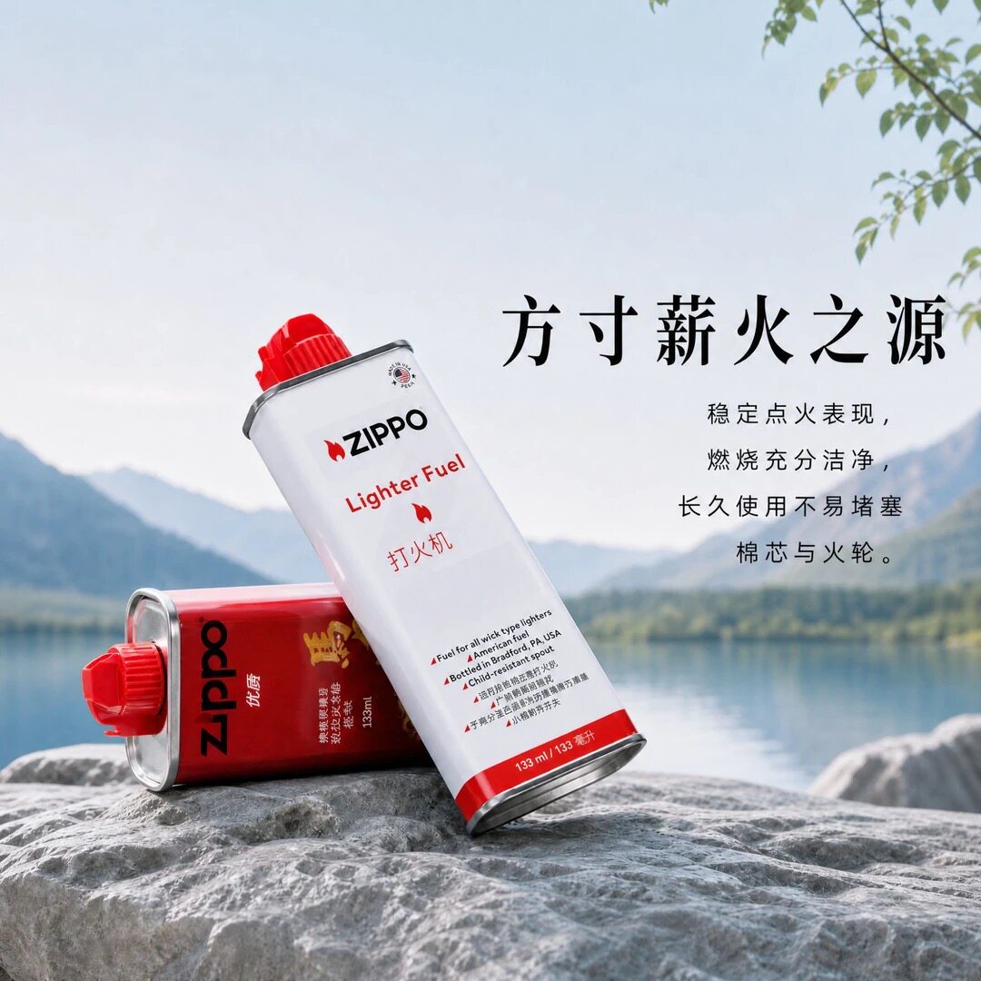 zippo打火机正版煤油芝宝燃油133ml原装zppo配件耗材火石棉芯进口