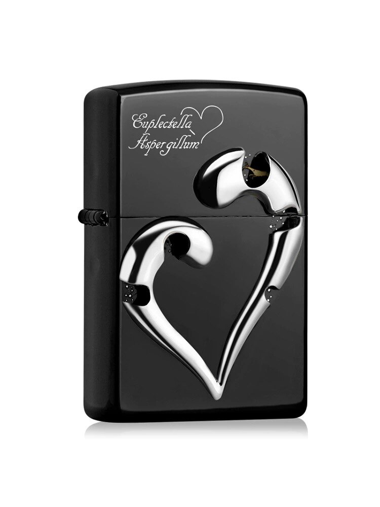 Zippo打火机煤油之宝Zippo官方出品偕老同穴爱情黑冰 爱心项链