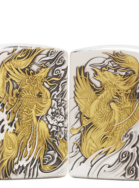 zippo正品打火机鬼王作品镀金镀银系列九天凤凰龙行天下封侯拜相