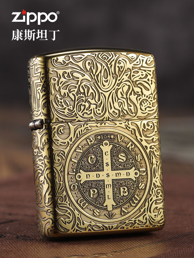 原装正版zippo打火机盔甲纯铜五面精雕康斯坦丁恶灵挽歌定制