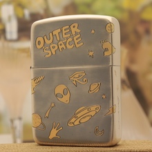 zippo正品打火机鬼王纯银鎏金嵌金24K工艺1941款外星人送礼收藏
