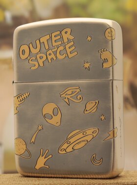 zippo正品打火机鬼王纯银鎏金嵌金24K工艺1941款外星人送礼收藏