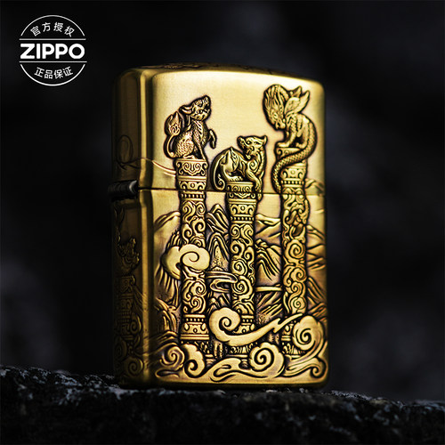 zippo正品打火机 纯铜盔甲鬼王新品龙生九子 签名款 煤油打火机