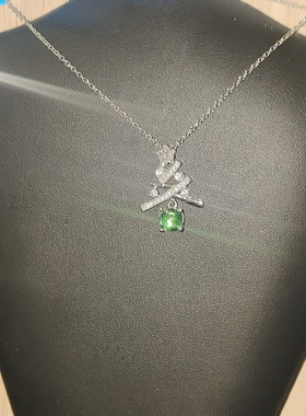 925银昆虫翅膀项链女时尚百搭绿色吊坠高级感轻奢锁骨链七夕礼物