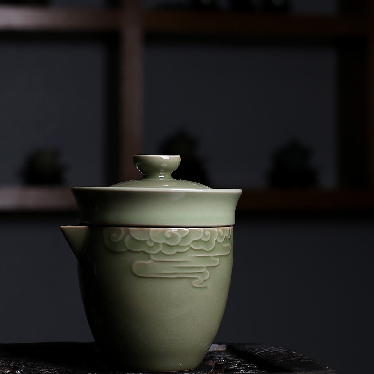 龙泉青瓷旅行茶具一壶二杯快客功夫茶具套装同心茶具带茶漏