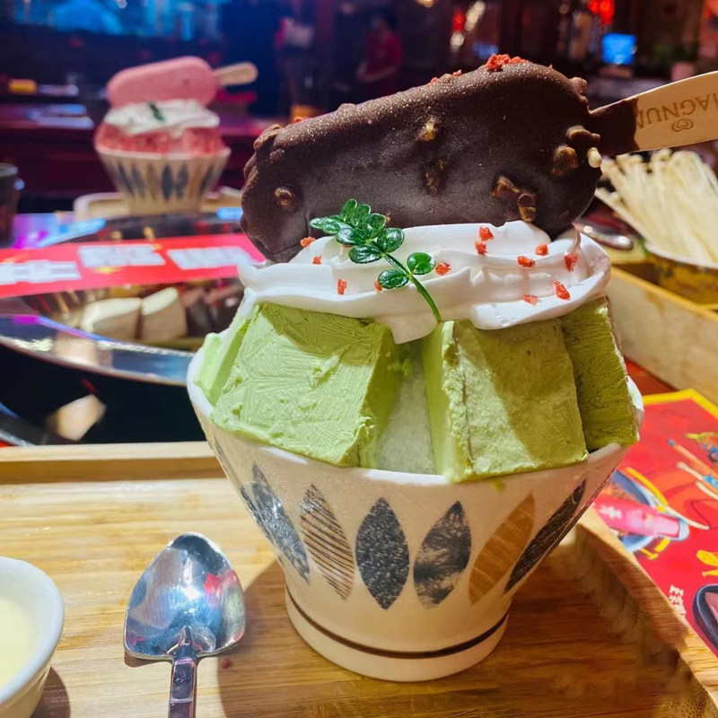 网红创意刨冰碗楠火锅店同款雪花绵绵冰沙专用密胺高脚斗笠碗餐具