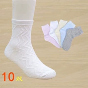 Trẻ em vớ cotton mùa xuân và mùa thu cotton mỏng mút lưới Mùa hè bé trai cô gái học sinh trắng - Vớ