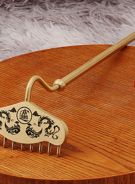 黄铜九齿钉耙西游记猪八戒武器按摩梳经络长柄耙子金属摆件工艺品