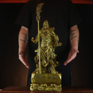 铜关公关帝圣君 武财神关二爷 家居店铺 铜关公摆件站立刀关公