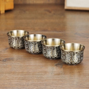 高档酒杯家用复古创意个性 供佛杯子龙凤百福仿古代宫廷烈酒杯