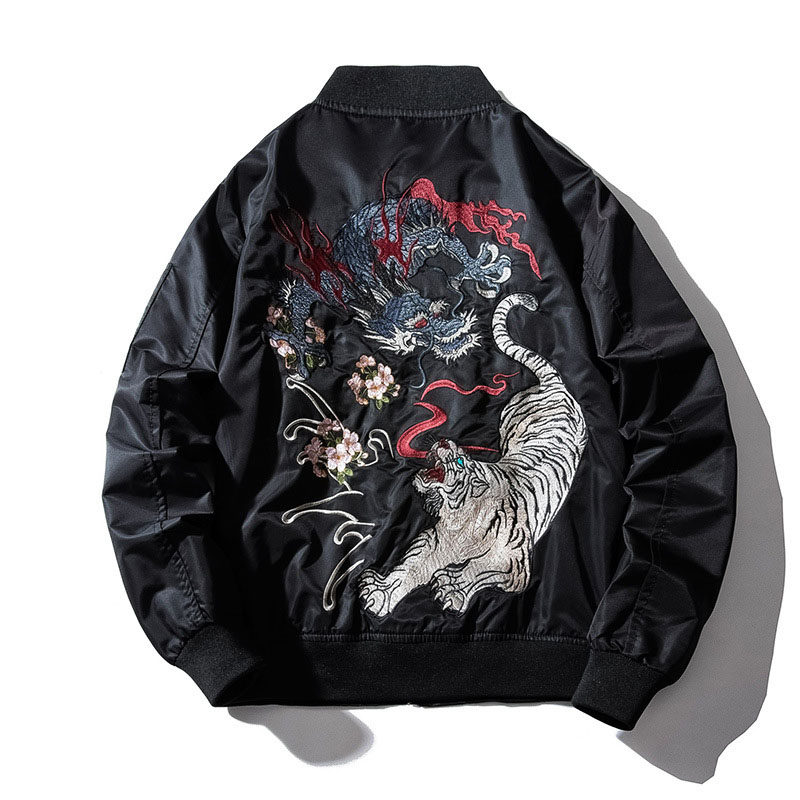 秋季新品夹克男士短款防风龙虎刺绣高级感宽松中国风潮流青年外套