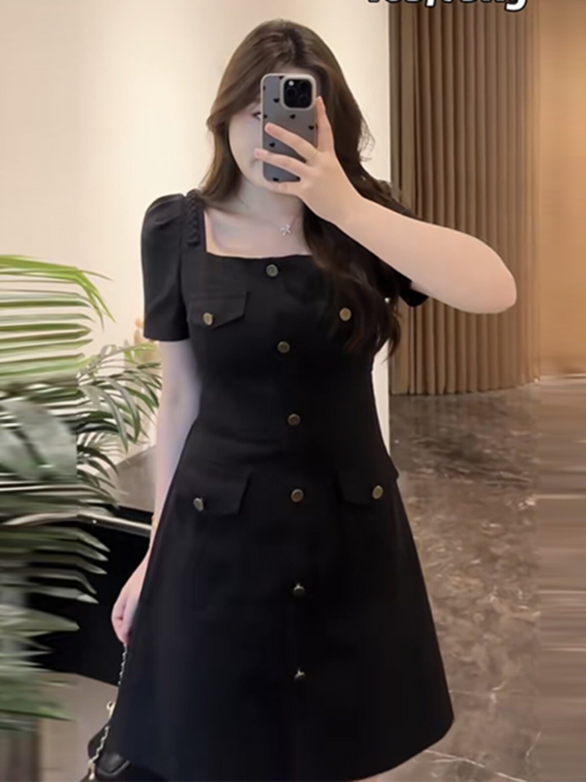 PLUS SIZE FRENCH TEMPERAMENT SQUARE NECK DRESS WOMENS SUMMER FAT MM BELLY COVER THIN LITTLE MAN HEPBURN STYLE WAIST SKIRT