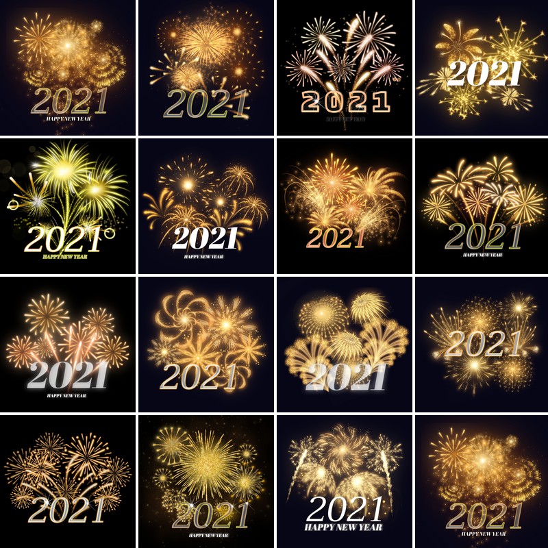 2021新年字体设计烟花元素海报psd分层设计素材