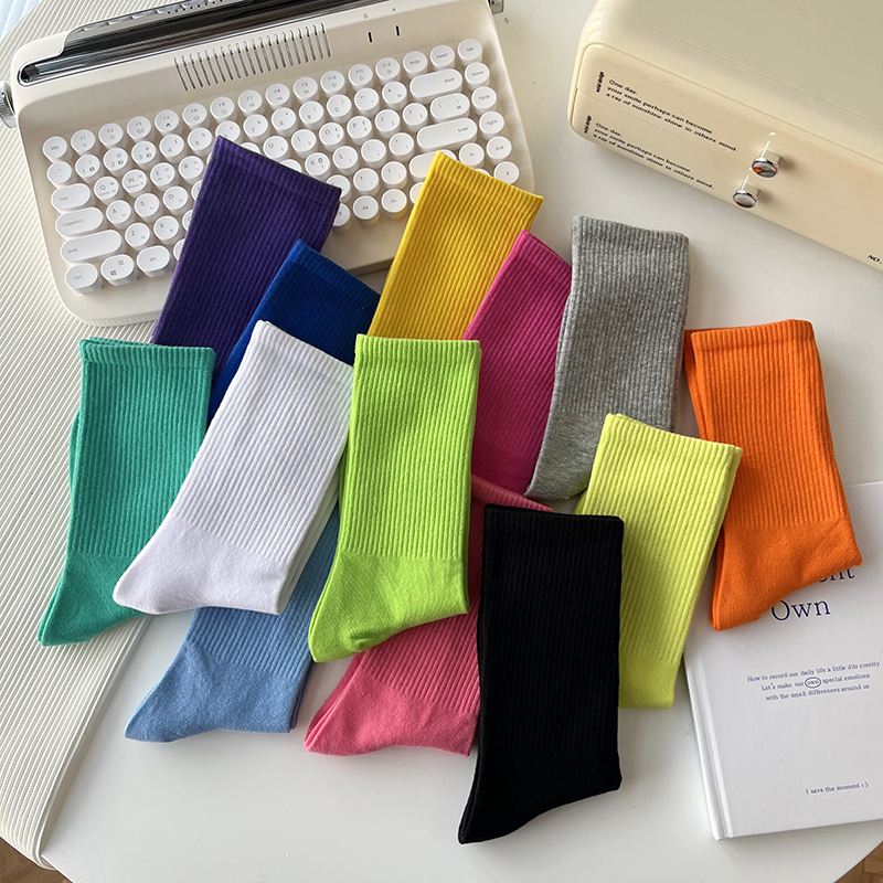 纯棉长筒袜袜子女透气抗起球