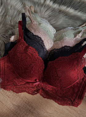 911本命年红色内衣女小胸聚拢上托无钢圈文胸套装收副调整型胸罩