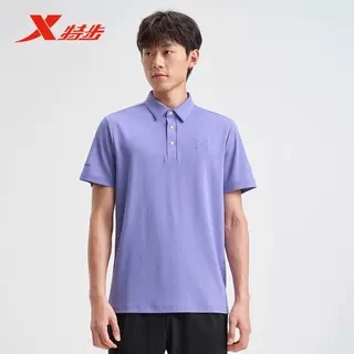 特步polo衫男2025夏季新款透气翻领休闲运动短袖T恤975229020203