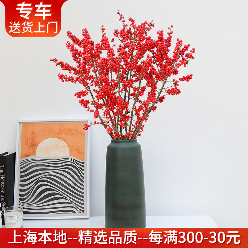 进口北美冬青鲜切花 红果子喜庆植物年宵花卉瓶插花 上海送货上门