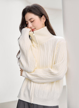 茵曼2025秋季新款宽松显瘦长袖针织衫女早秋上衣外套时尚减龄气质