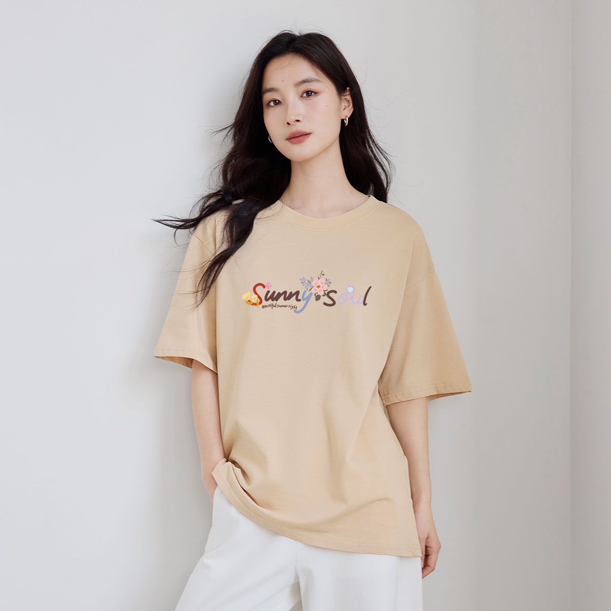 茵曼2026夏季新款100%棉通勤百搭精美印花短袖女舒适基础打底T恤