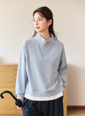 茵曼2025秋季新款长袖卫衣外套女宽松显瘦百搭运动休闲假两件上衣