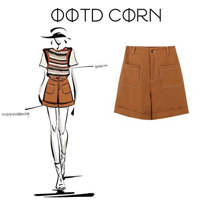 【OOTD&CORN】~【24指针】挺阔百搭牛仔短裤OT256145
