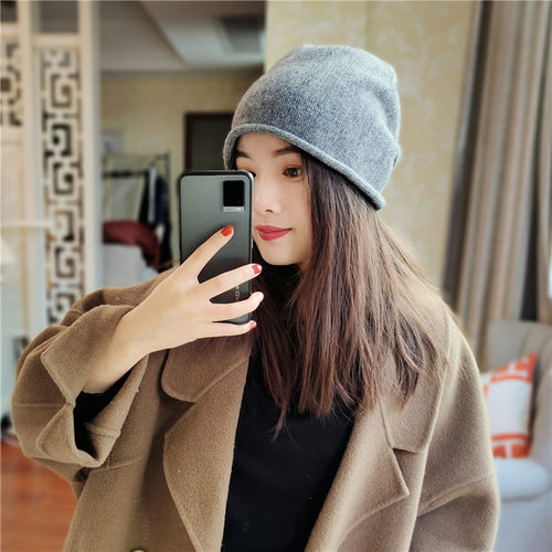 anna同款针织女美式冷帽堆堆帽