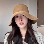 博主同款 简约可折叠出游度假防晒沙滩渔夫帽草帽女遮脸遮阳帽子