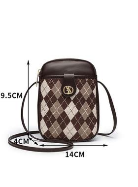 【长14宽4高20】Gudisha 2024-47 菱格布料 咖啡休闲多功能手机包